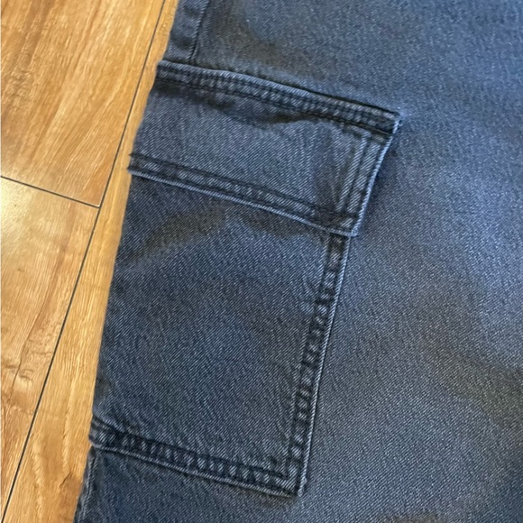 AVA & VIV Women’s Black Distressed Denim Jean Cargo Slim Skirt Size 17 - Picture 3 of 12